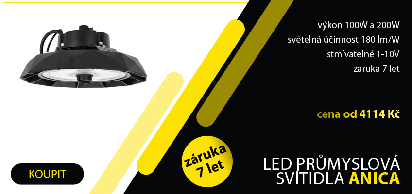 LED průmyslová svítidla ANICA 100W a 200W, záruka 7 let
